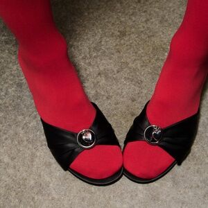 Black Heart Detail Heeled Sandals